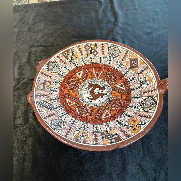 Vintage Decorative Terracotta Plate Inspired By Peruvian On Incan Folk Art - Picture 6 of 10